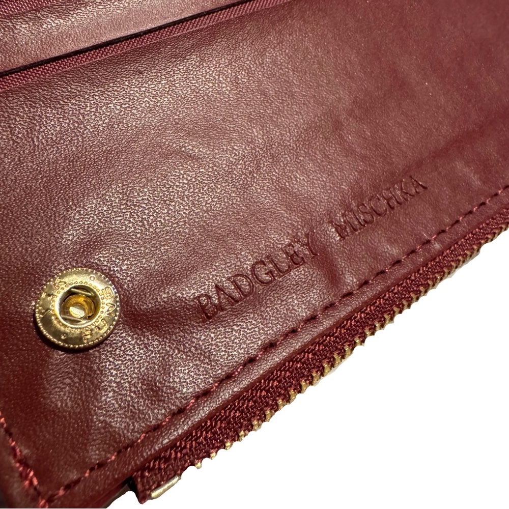 Badgley Mischka Red Quilted Wallet with Gold Logo - Picture 5 of 6